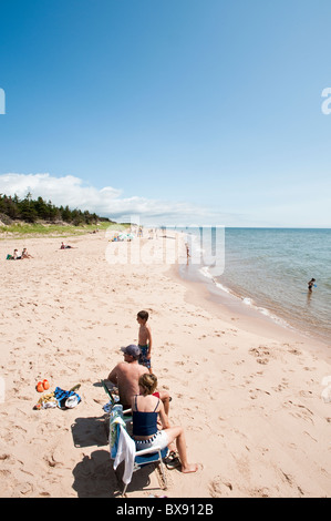 Spiaggia di Sante Sands, Canola Field, Bothwell, Prince Edward Island, The maritimes, canada. Foto Stock