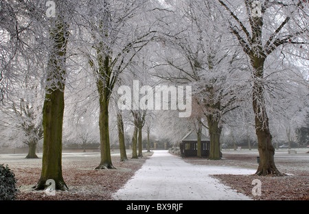 San Nicola Park in inverno, Warwick, Warwickshire, Inghilterra, Regno Unito Foto Stock