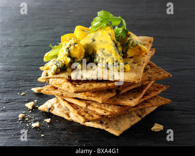 Inglese blu Blackstick formaggi e biscotti stock foto Foto Stock