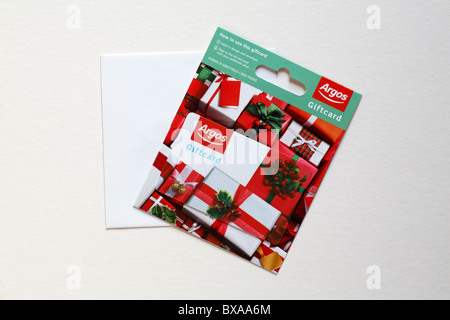 Argos Natale giftcard gift card isolato su sfondo bianco Foto Stock