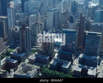 Vista aerea del Tribeca, Lower Manhattan, New York City, Stati Uniti d'America Foto Stock