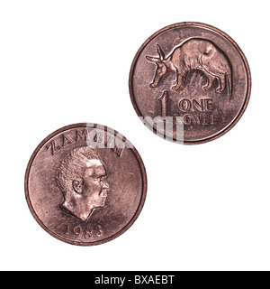 Moneta Zambian One ngwee Foto Stock