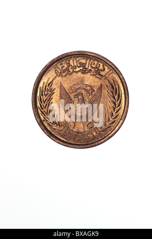 Sudan 5 moneta millieme, obverse. Presenta lo stemma con la F.A.O. sopra che commemora l'Organizzazione delle Nazioni Unite per l'alimentazione e l'agricoltura. Vedere BXAGRD Foto Stock