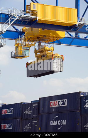 Contenitore porta Duisburg Trimodali terminale D3T, Duisburg, Germania Foto Stock