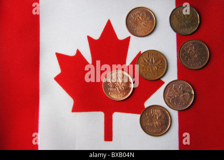 In Canada commissione delle finanze del Senato sta valutando la demolizione del canadese cent penny moneta. Foto Stock