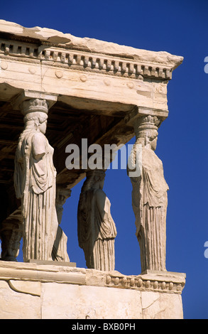 Grecia, Atene, Acropoli, Eretteo, Cariatidi Foto Stock