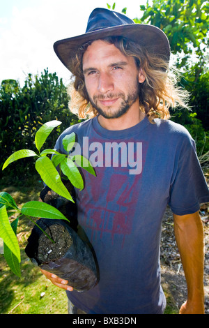 Haiti, Provincia Sud-Est, Port Salut, la piantumazione di alberi. Erwan Simon (FRA). Foto Stock