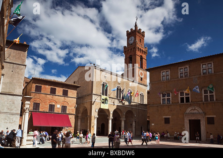 Pienza la Piazzo Pio II Toscana Italia Foto Stock