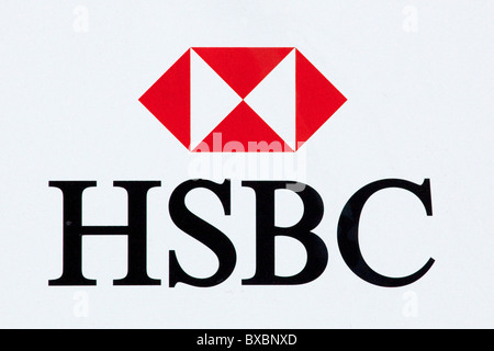 Logo della banca HSBC in London, England, Regno Unito, Europa Foto Stock