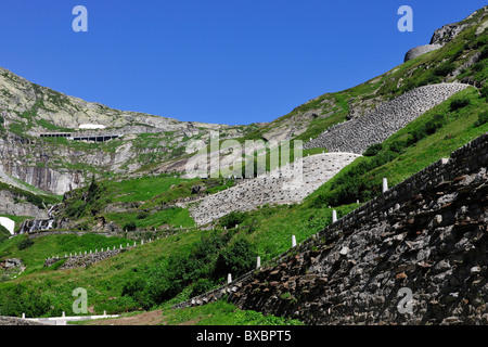 Il vecchio Passo del San Gottardo Road, Tremola, Canton Ticino, Svizzera, Europa Foto Stock