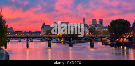 Francia, Parigi, le rive della Senna classificato come patrimonio mondiale dall' UNESCO, Ile de la Cite, Pont des Arts (arti ponte) Foto Stock