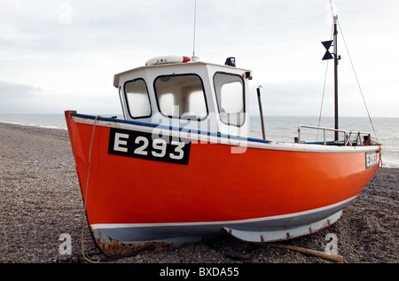 Barca da pesca Branscombe Beach Devon Regno Unito Europa Foto Stock