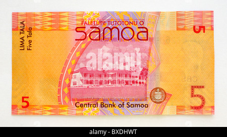 Samoa 5 Cinque Tala Banca nota. Foto Stock