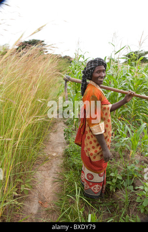 La sig.ra Khabitu alleato Mkude è un agricoltore che vive al di fuori di Iringa, Tanzania Africa Orientale. Foto Stock