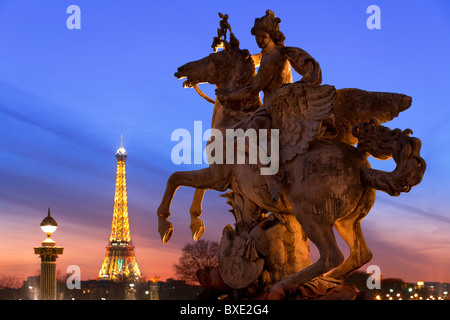 Parigi, Jardin des Tuileries e Torre Eiffel Foto Stock