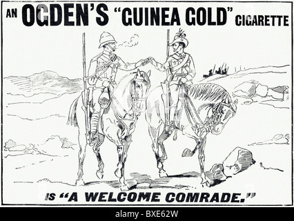 Annuncio vittoriano di Ogden's Guinea-Gold sigarette circa 1900 dotate di Boer di guerra soldati Foto Stock