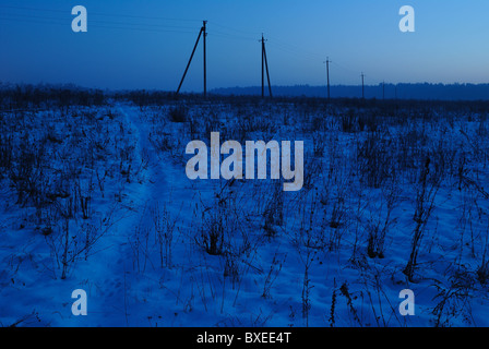 Sera d'inverno scena, Ucraina, Europa orientale Foto Stock