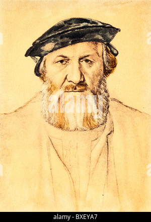 Schizzo di Hans Holbein il Giovane; Ritratto di Carlo de Solier, signore delle morette, 1534/5; Illustrazione a colori; Foto Stock