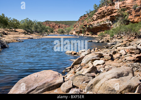 Il fiume Murchison sotto Hawkes Capo Lookout nei pressi di Kalbarri in Australia Occidentale Foto Stock