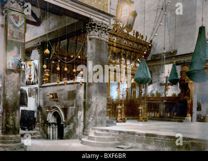 Chiesa della Natività, interno, Betlemme, Israele circa 1899 Foto Stock