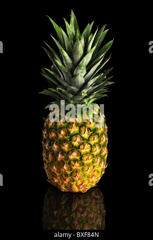 Ananas su sfondo bianco con la riflessione sulla tabella Foto Stock