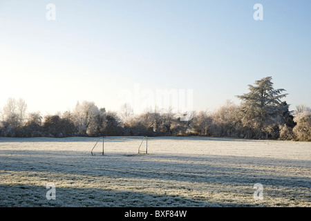 Coperto di brina calcetto, Stratford-su-Avon, Warwickshire, Inghilterra, Regno Unito Foto Stock