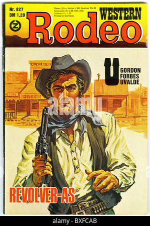 Libri, riviste / giornali, romanzo del penny, Western Rodeo, No. 827, Gordon Forbes Uvalde, 'Revolver-as' (Revolver Ace), Germania, circa 1970, titolo, Additional-Rights-Clearences-Not Available Foto Stock