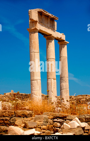 Rovine tempio di Poseidone Delos greco isole Cicladi Foto Stock