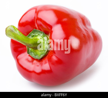 La paprica rossa su uno sfondo bianco. Foto Stock