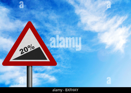 Foto realistiche "20% di pendenza' segno, per rappresentare Gen 2011 Regno Unito aumento IVA. Con uno spazio per la sovrapposizione di testo Foto Stock