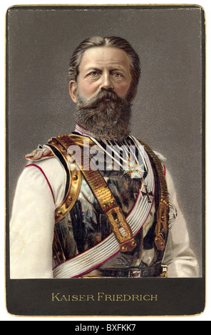 Federico III, 18.10.1831 - 15.6.1888, Imperatore tedesco 9.3.1888 - 15.6.1888, Re di Prussia, illustrazione, litografia, 19th secolo, Foto Stock