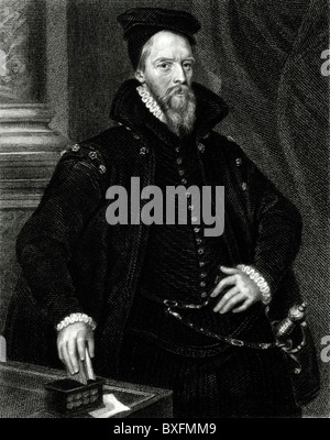 Ritratto di Ambrogio Dudley (c1530 - 1590), III conte di Warwick. Nobiluomo inglese e generale. Verticale. Illustrazione o incisione vintage Foto Stock