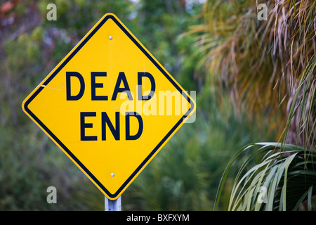 Dead End road sign su Anna Maria Island, Florida, Stati Uniti d'America Foto Stock