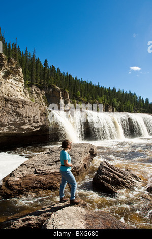 Sambaa Deh Falls, Sambaa Deh cade parco territoriale, Northwest Territories, Canada. (MR). Foto Stock