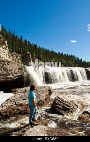 Sambaa Deh Falls, Sambaa Deh cade parco territoriale, Northwest Territories, Canada. (MR). Foto Stock