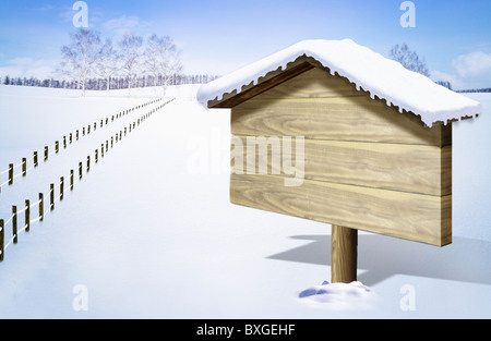 Winterscape e scheda di memo Foto Stock