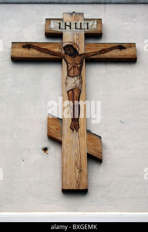 Crocifisso sul muro di casa chirch nel palazzo di Livadia Foto Stock