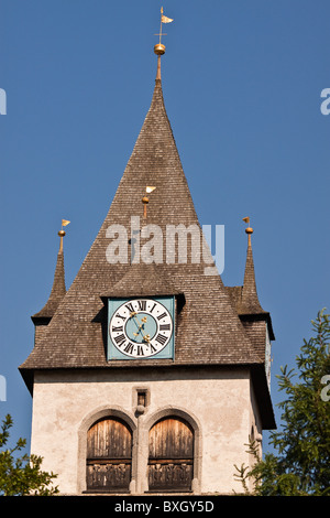 Austria Kitzbuhel Cattedrale di Clock Tower Foto Stock