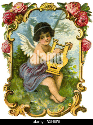 Kitsch / souvenir, engel con rose, litografia, Germania, circa 1895, diritti aggiuntivi-clearences-non disponibile Foto Stock