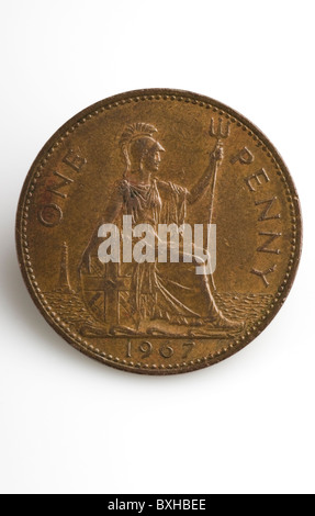 Un penny pezzo, pre moneta decimale,UK. Foto Stock