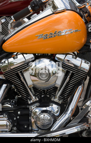 Harley Davidson Road King moto con 88 pollici cubi a doppia camma motore, South Beach, Miami, Florida Foto Stock