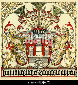Eraldica, stemma, armamenti della città di Amburgo, Germania, 1919, diritti aggiuntivi-clearences-non disponibile Foto Stock