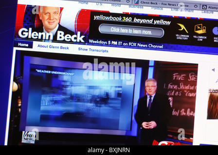 Live streaming video su American commentatore conservatore Glenn Beck's website Foto Stock