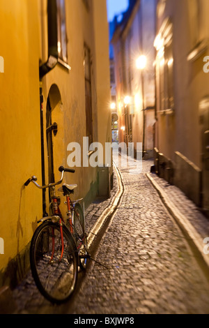 Storico Old Street di Gamla Stan Città Vecchia di Stoccolma Svezia Foto Stock