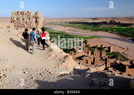 Punto di vista di cui sopra, Kasbah Ait Benhaddou Foto Stock