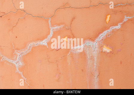 Orange parete in calcestruzzo con muffa bianca Foto Stock