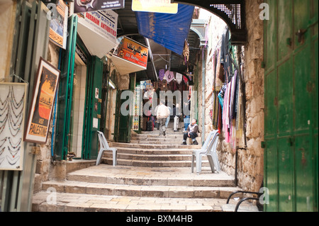 Israele, Gerusalemme. Via Dolorosa quartiere arabo vecchia Gerusalemme. Foto Stock