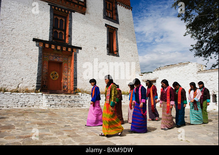 Jakar Dzong, Castello di uccello bianco (1667), Jakar, Bumthang, Chokor Valley, Bhutan, Asia Foto Stock