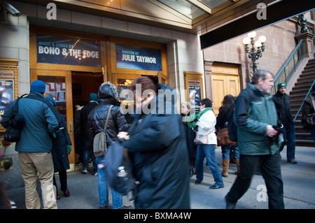 Il Foxwoods Theatre in Times Square a New York dove il 'Uomo Ragno Spegnere il buio' musical di Broadway è in anteprime Foto Stock