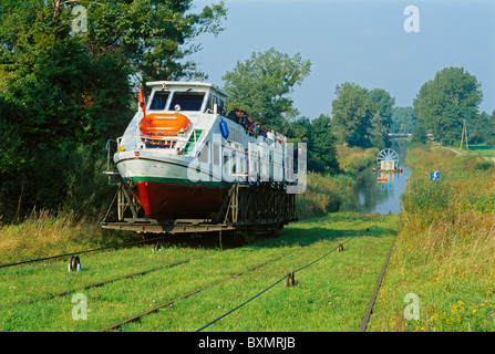 Qualcosa di speciale è una gita di un giorno sul canale tra Elblag Ostroda e. Qui le barche sono tirati su cinque piani inclinati. Foto Stock